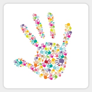 colorful baby handprint kids hands Sticker